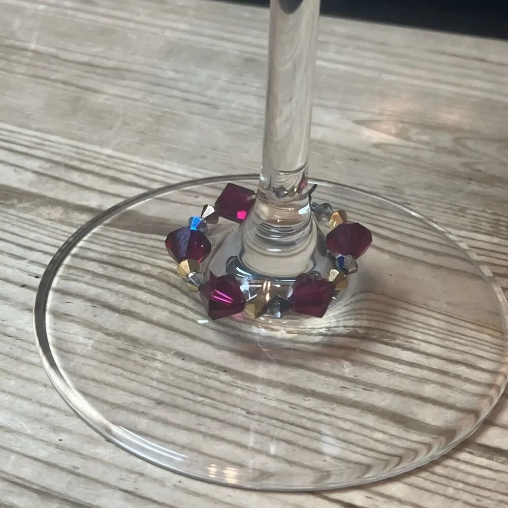 Artisan Handmade Sparkly Swarovski Crystal Wine Glass Markers Stem Tags Set Of 4